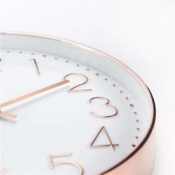 12-Inch Silent Quartz Rose Gold Clock, Battery Operated Decorative Wall Clock - Picture 5 of 6